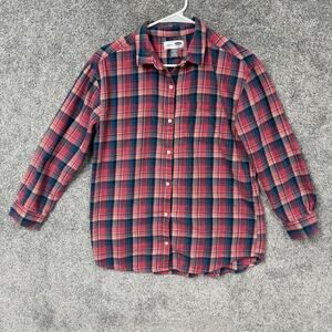 Old Navy Boyfriend Shirt Womens XL Plus Pink Blue Plaid Flannel Grunge Normcore